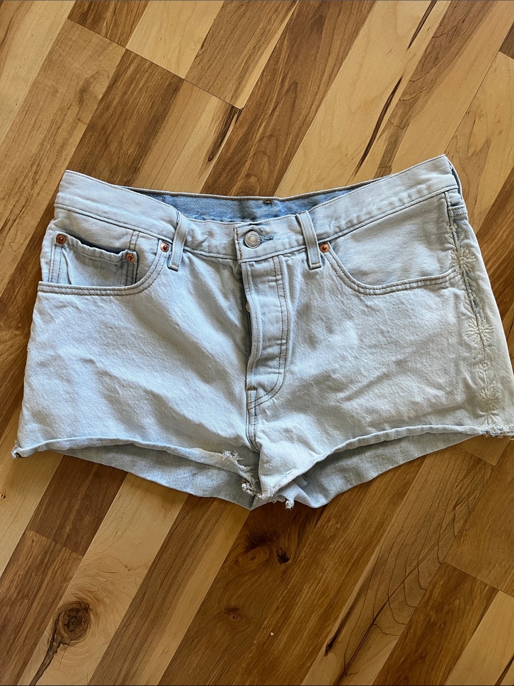 Levi's 501 Pale Blue Denim Cutoff Shorts